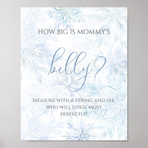 Poster Baby Shower Flocon de Neige Bleu Quelle est la tai