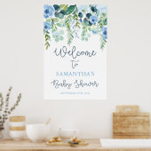Poster Baby shower floral bleu Boy Panneau de bienvenue (Cuisine)