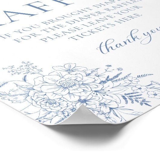 Poster Baby shower floral bleu Déchets (Coin)