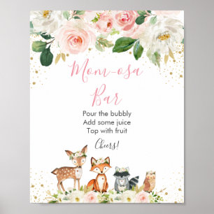 Poster Baby shower Floral Blush Woodland Mimosa Bar
