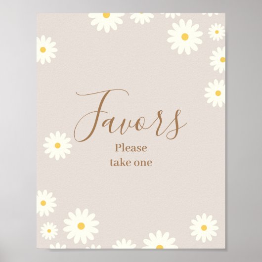 Poster Baby shower floral Bohème Daisy Symbole de préfére (Devant)