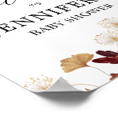 Poster Baby shower Floral Boho de la Bourgogne d'automne  (Coin)