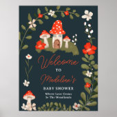 Poster Baby shower floral de champignons de bois (Devant)