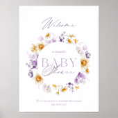 Poster Baby shower floral élégant Accueil (Devant)