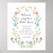 Poster Baby shower Floral Fleur sauvage d'aquarelle de bi (Devant)