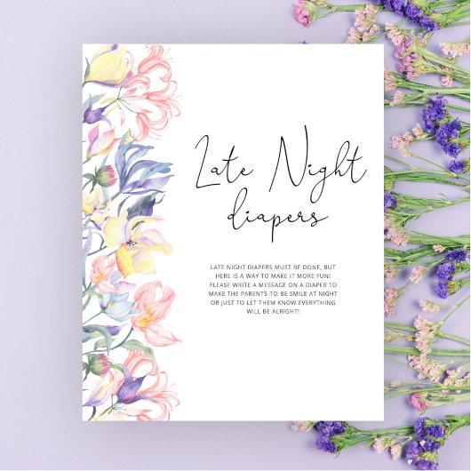 Poster Baby shower floral Late nuit couches jeu