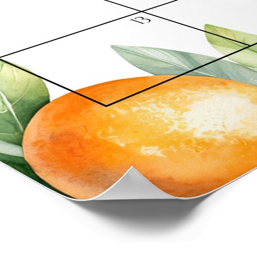 Poster Baby shower Floral Orange Devis Date d'échéance Ca (Coin)