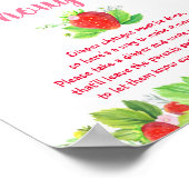 Poster Baby shower floral rose fraise Pensées de couche (Coin)