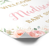 Poster Baby shower floral rose pâle Bienvenue (Coin)