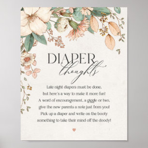 Poster baby shower floral rose pâle enseigne