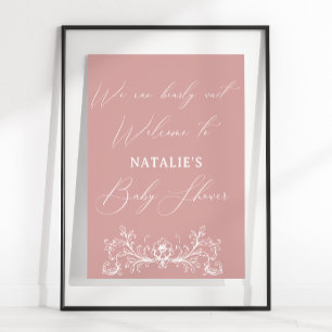 Poster Baby Shower Floral Rose Vintage Intemporel
