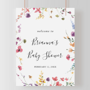 Poster Baby shower floral sauvage coloré classique Accuei