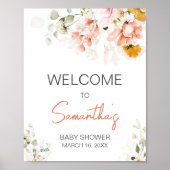 Poster Baby shower Floral Spring Florom Bienvenue (Devant)