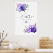 Poster Baby shower Floral Ultra Violet (Cuisine)