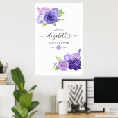Poster Baby shower Floral Ultra Violet (Bureau à domicile)