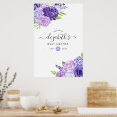 Poster Baby shower Floral Ultra Violet (Cuisine)