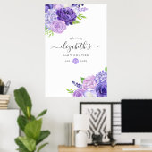 Poster Baby shower Floral Ultra Violet (Bureau à domicile)