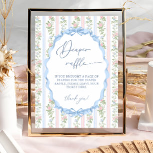 Poster Baby shower floral vintage de la Bow Raffin