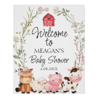 Baby shower Floral Wreath Farm Animaux Bienvenue