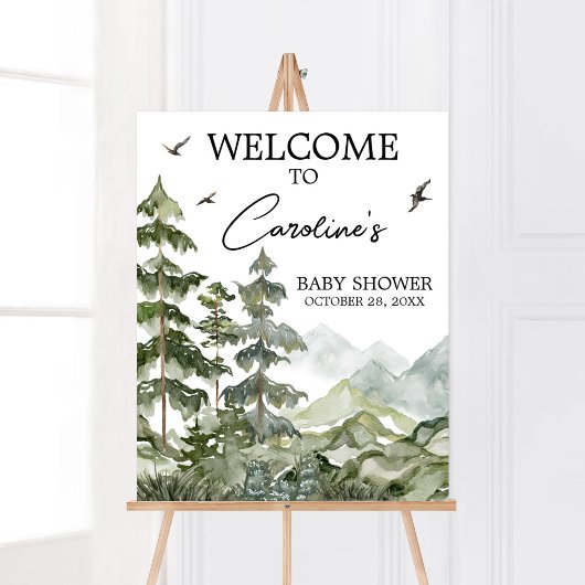 Poster Baby shower Forest Adventure Bienvenue