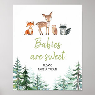 Poster Baby shower forestier Les bébés sont doux