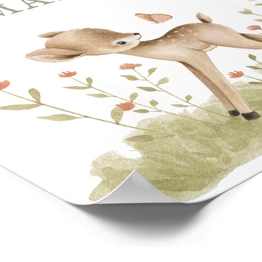 Poster Baby shower Forêt De Bois Devinez Combien (Coin)