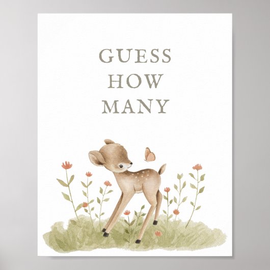 Poster Baby shower Forêt De Bois Devinez Combien (Devant)