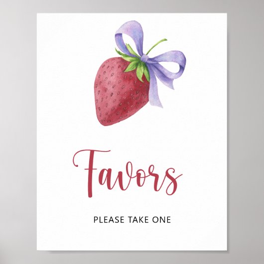 Poster Baby shower fraise - faveurs (Devant)