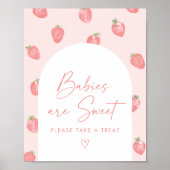 Poster Baby shower fraise Les bébés sont doux (Devant)