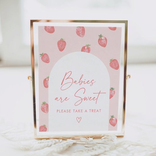 Poster Baby shower fraise Les bébés sont doux