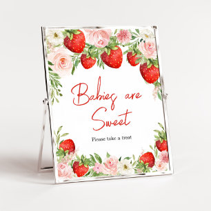 Poster Baby shower fraise Les bébés sont doux