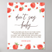 Poster Baby shower fraise ne pas dire Baby Game Sign (Devant)