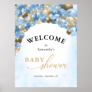 Poster Baby shower Garçon Arch Blue & Gold