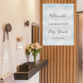 Poster Baby shower garçon argent bleu parties scintillant