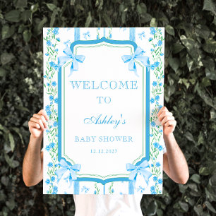 Poster Baby shower Garçon bleu