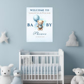 Poster Baby shower Garçon Bleu Balloon Teddy Bear