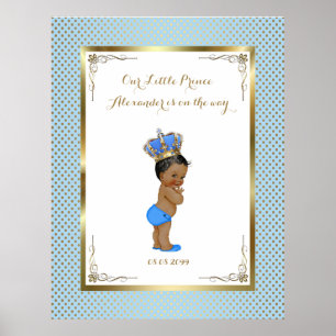 Poster Baby shower Garçon, bleu blanc, élégant, 32x41 300