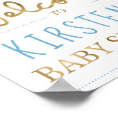 Poster Baby shower Garçon Blue & Gold Bienvenue (Coin)