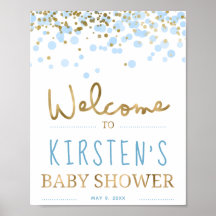 Baby shower Garçon Blue & Gold Bienvenue