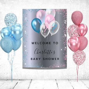 Poster Baby shower garçon fille bleu rose bienvenue