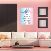 Poster Baby shower garçon fille bleu rose éléphants bienv