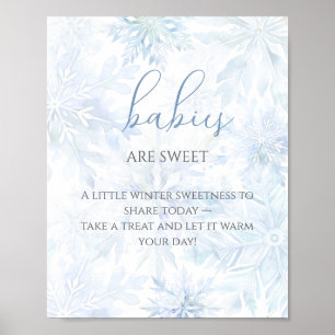 Poster Baby Shower Garçon Flocons de Neige Bleus Les Bébé