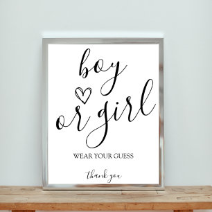 Poster Baby shower Garçon Ou Fille Genre Jeu Signal