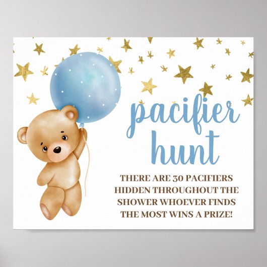 Poster Baby shower Garçon ours Pacifique Chasse signe (Devant)