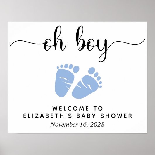 Poster Baby Shower Garçon Pieds Bleus Bienvenue (Devant)