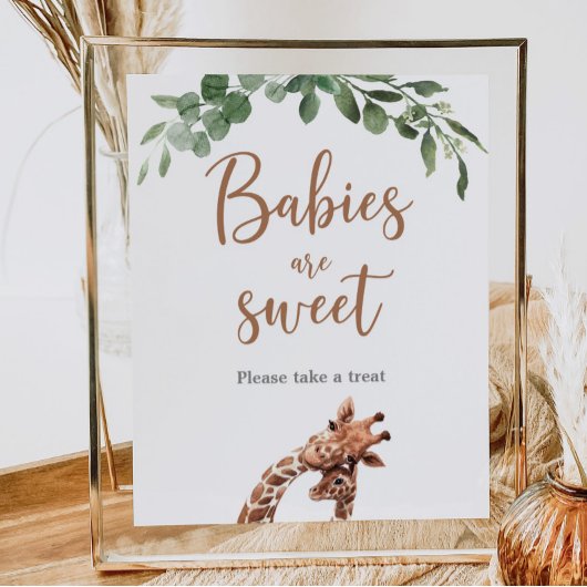 Poster Baby shower girafe Cute Traite panneau de table
