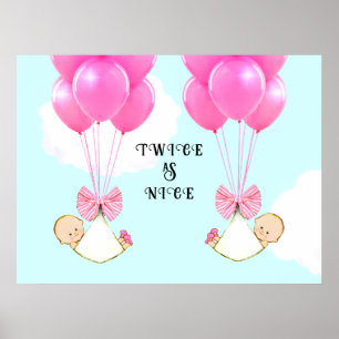 Poster Baby shower Girl Twins