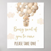 Poster Baby shower Gold Teddy Bear Balloon Symbole préfér (Devant)