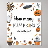 Poster Baby shower Halloween Devine combien de Citrouille (Devant)