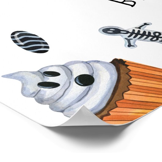 Poster Baby shower Halloween Little Boo Bienvenue (Coin)